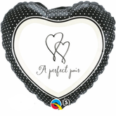 Black and White Heart Foil Balloon